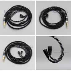 Black 8 core 2.5 4.4 Balanced Pure Silver Plated Earphone Cable For  Sennheiser IE8 IE8i IE80 IE80s