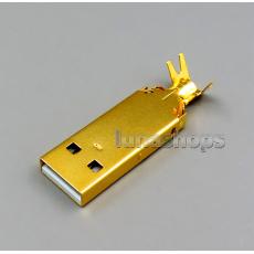 DIY Part Handmade USB 2.0 A Port 3U Gold Plated Solder Adapter Plug