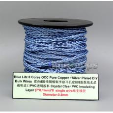 Blue Litz 8 Cores Pure OCC Silver Plated Bulk Wire For Custom DIY Shure Fostex QDC Earphone Headphone Cable