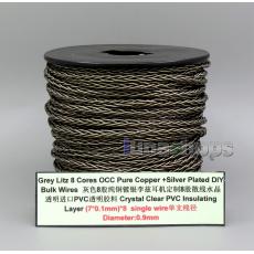 Grey Litz 8 Cores Pure OCC Silver Plated Bulk Wire For Custom DIY Shure Fostex QDC Earphone Headphone Cable