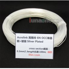 100m Acrolink Silver Plated 6N OCC Signal  Wire Cable 0.3mm2 Dia:1.1mm For DIY 