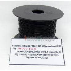 Black 100m 24AWG 99.9% Acrolink Pure 7N OCC Signal Wire Cable 30/0.1mm2 Dia:0.88mm For DIY 