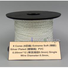 1m 8 Cores PVC Extreme Soft Silver Signal  Earphone Headphone Cable Wire 0.05mm*12