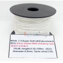 White 100m 32AWG Acrolink Silver Plated With Shielding Layer Signal Wire Cable 7/0.08mm2 Dia:0.9mm For DIY 