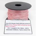 Pink 100m 32AWG Acrolink Silver Plated With Shielding Layer Signal Wire Cable 7/0.1mm2 Dia:0.96mm For DIY 