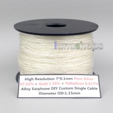 10m 7*0.1mm Pure Silver + Gold + Palladium Alloy Earphone DIY Custom Cable   Diameter OD:1.2mm