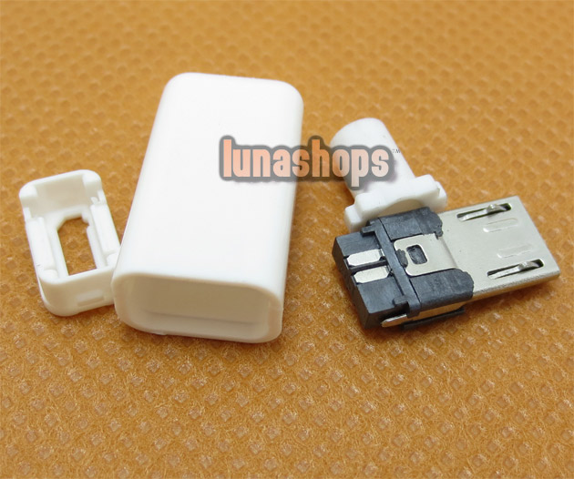 Black/White Micro USB-2.0B Soldering Adapter Plug For Diy Custom Handmade LGZ-IP1