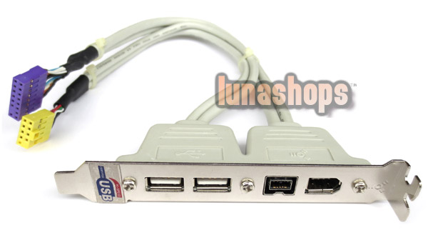 2 Port USB 2.0 + Firewire IEEE 1394 1394B 6 + 9Pin Rear Bracket