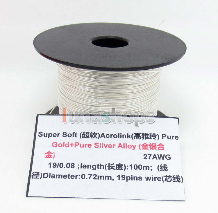 100m 27AWG Acrolink Pure Silver + Pure Gold Signal Wire Cable 19/0.08mm2 Dia:0.72mm For DIY 