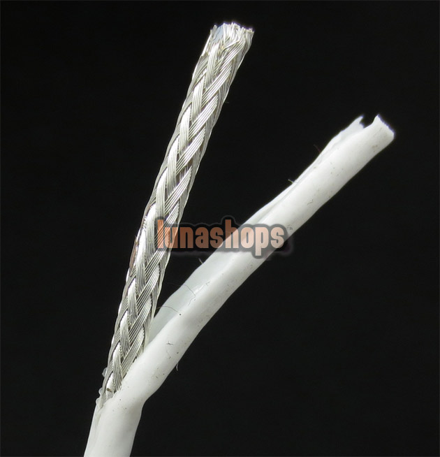 100cm White Skin Silver Plated + Shield Layer Speaker Audio Signal DIY Cable Dia:2.4mm