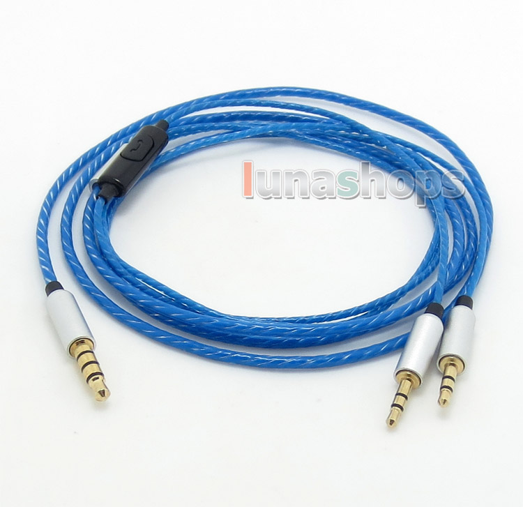 Blue 5N OFC With Mic Remote Cable For Sol Republic Master Tracks HD V8 V10 V12 X3 Headphone