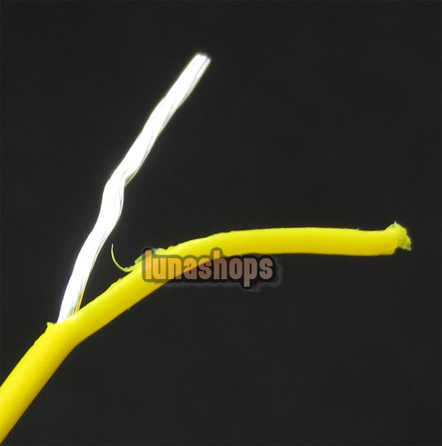 100cm Yellow   Skin Silver Plated   Speaker Audio Signal DIY Cable Dia:1.1mm 