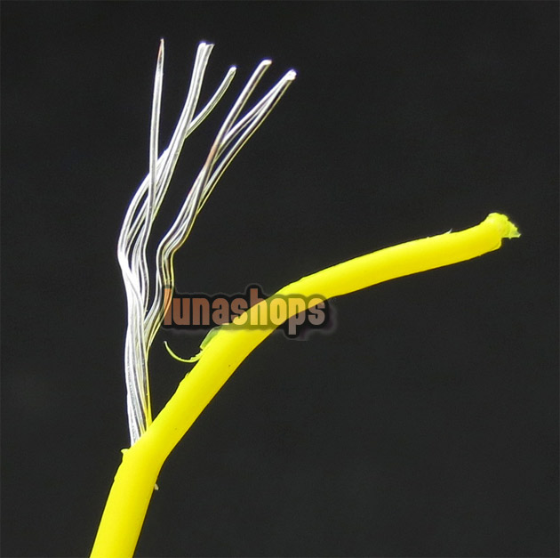 100cm Yellow   Skin Silver Plated   Speaker Audio Signal DIY Cable Dia:1.1mm 
