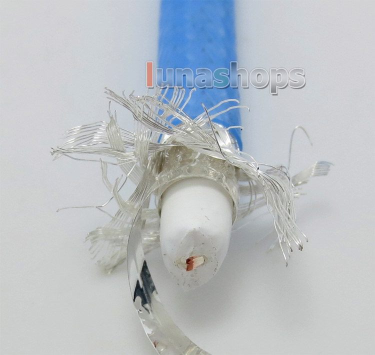100cm Blue Skin Silver Plated + Shield Layer Speaker Audio Signal DIY Cable Dia:0.75cm RG800
