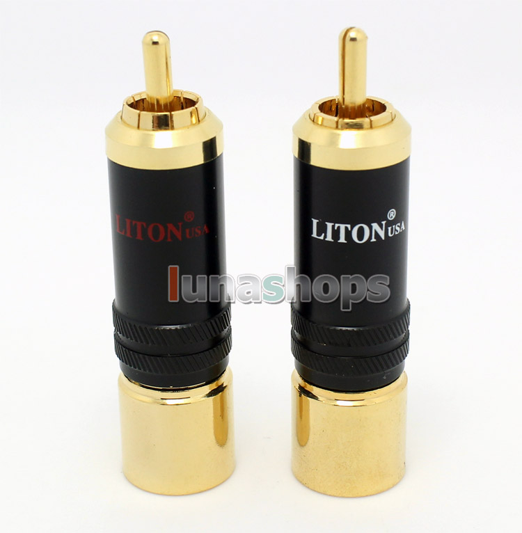 2pcs LITON RCA 0918G Male Plug Golden Plated solder type Adapter For DIY Custom