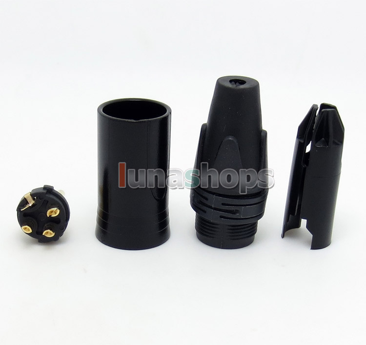 Black 3pins XLR Male Plug Microphone Connector Adapter For DIY Earphone cable