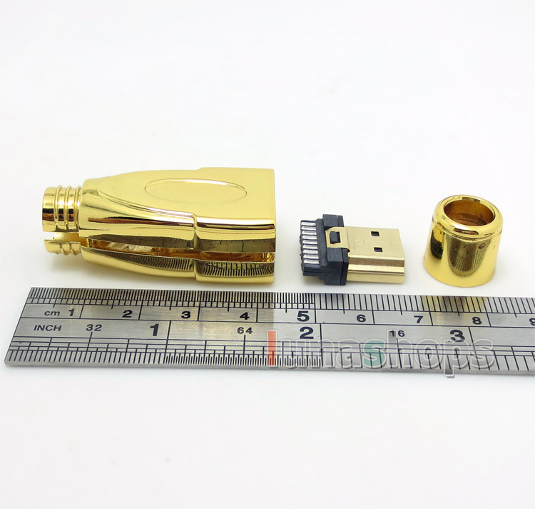 Full Copper Shell 19 Pins HDMI Straigt Gold Plated Male + DIY Solder Adapter 