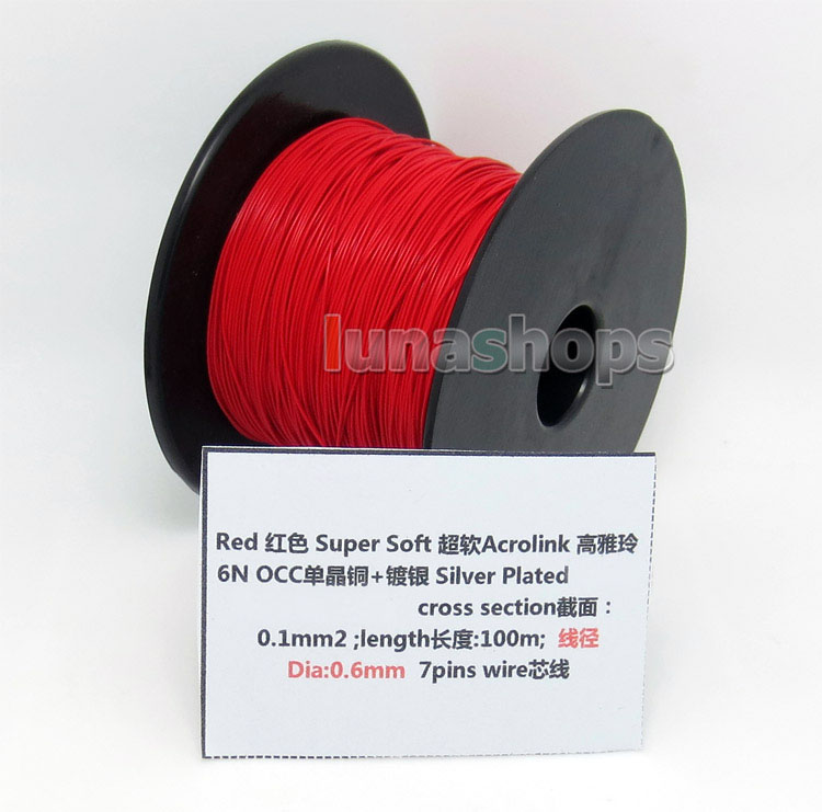 Red 100m 30AWG Acrolink Silver Plated + 5n OCC Signal   Wire Cable 7/0.1mm2 Dia:0.65mm For DIY Hifi 