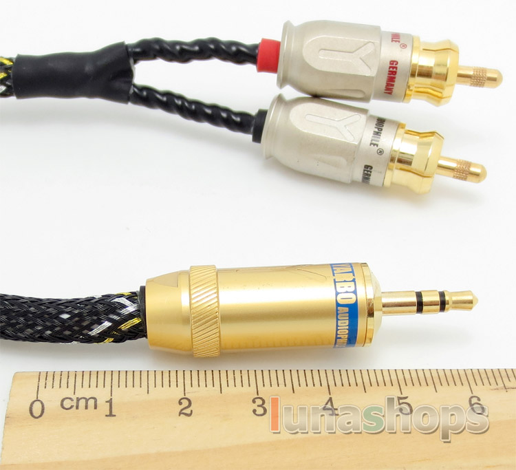 3.5mm Male to 2 RCA Male Audio Audiophile OCC Y Splitter Harmonic Tech Pro-9 Reference Cable Specil Edition Speaker Cable