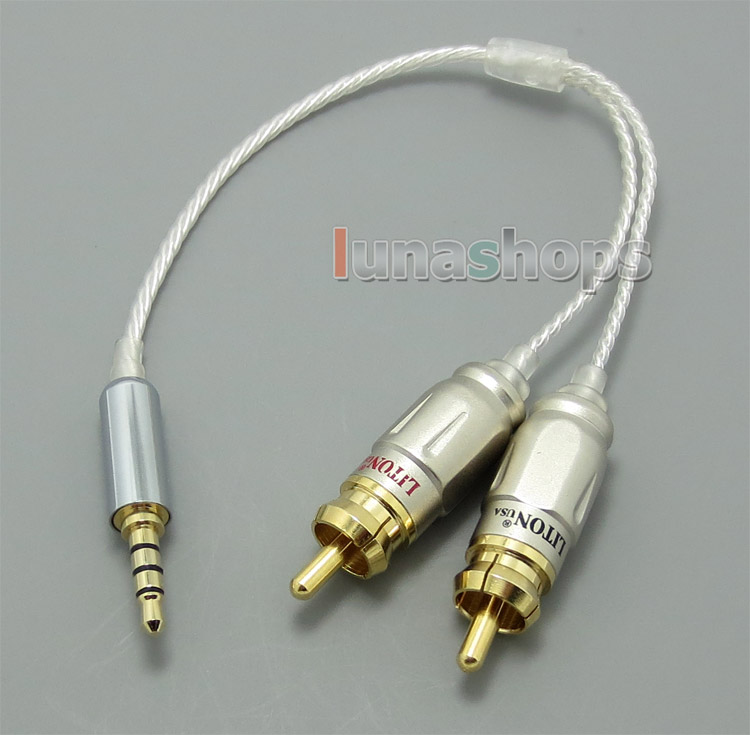 3.5mm Silver Plated TRRS Re-Zero Balanced Plug To 2 RCA Cable For Headphone Amplifier
