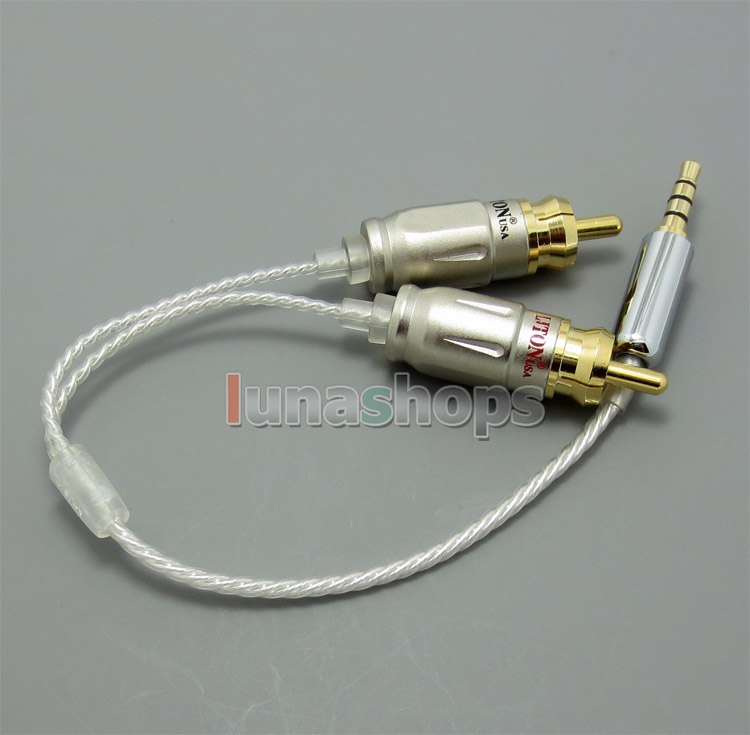 3.5mm Silver Plated TRRS Re-Zero Balanced Plug To 2 RCA Cable For Headphone Amplifier