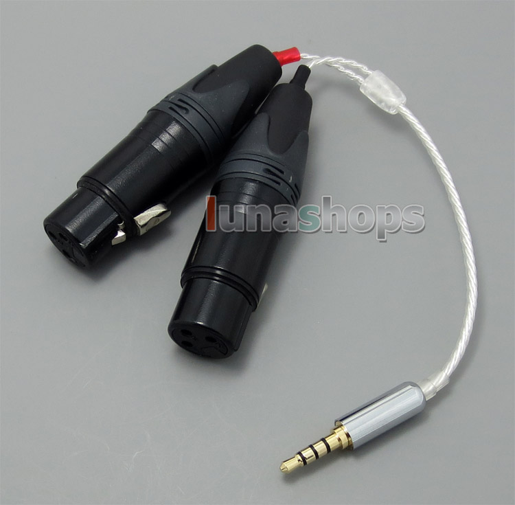 3.5mm Silver Plated TRRS Re-Zero Balanced Plug To 2 XLR Cable For Headphone Amplifier