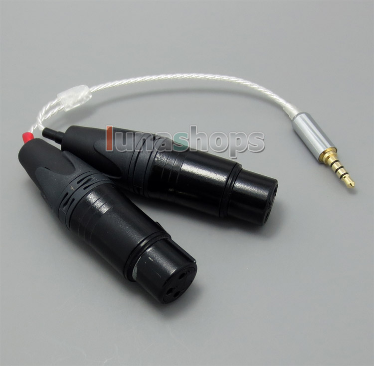 3.5mm Silver Plated TRRS Re-Zero Balanced Plug To 2 XLR Cable For Headphone Amplifier
