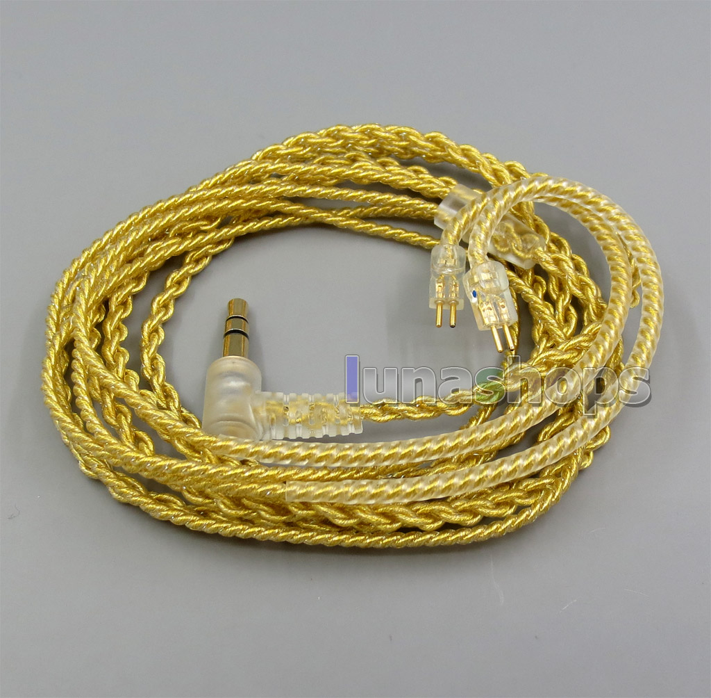 Extremely Soft PVC OCC Golden Plated Earphone Cable For 0.78mm 2pin Westone W4r Custom 