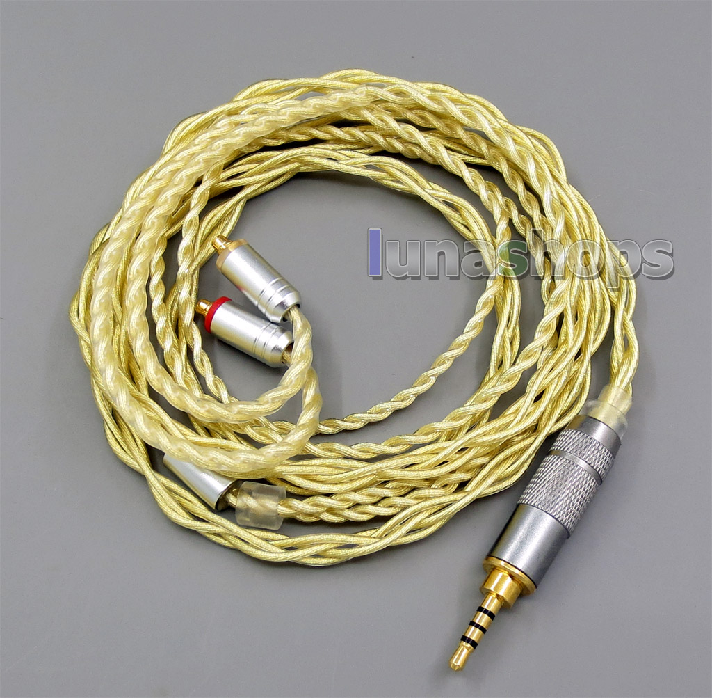 2.5mm Extremely Soft 7N OCC Pure Silver + Gold Plated Earphone Cable For Shure se535 se846 se425 se215 MMCX