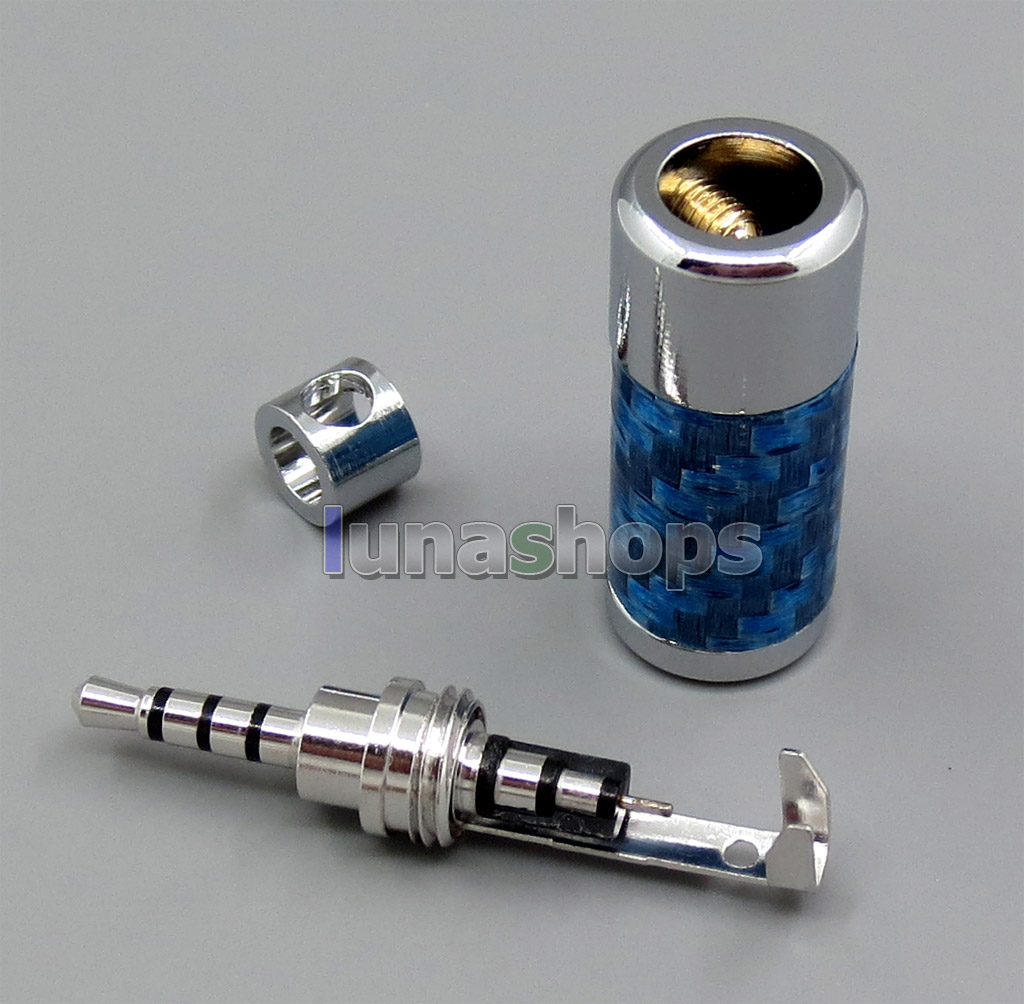 Rhodium Plated Blue Carbon Shell 2.5mm 4poles TRRS Plug DIY adapter For Astell & Kern AK380 AK240 AK100i II AK70