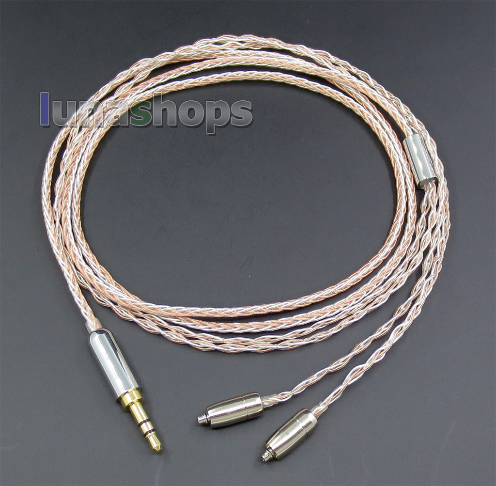 8 Cores PVC Soft Silver + OCC Mixed 3.5mm Earphone Cable For Shure se535 se846 se425 se215