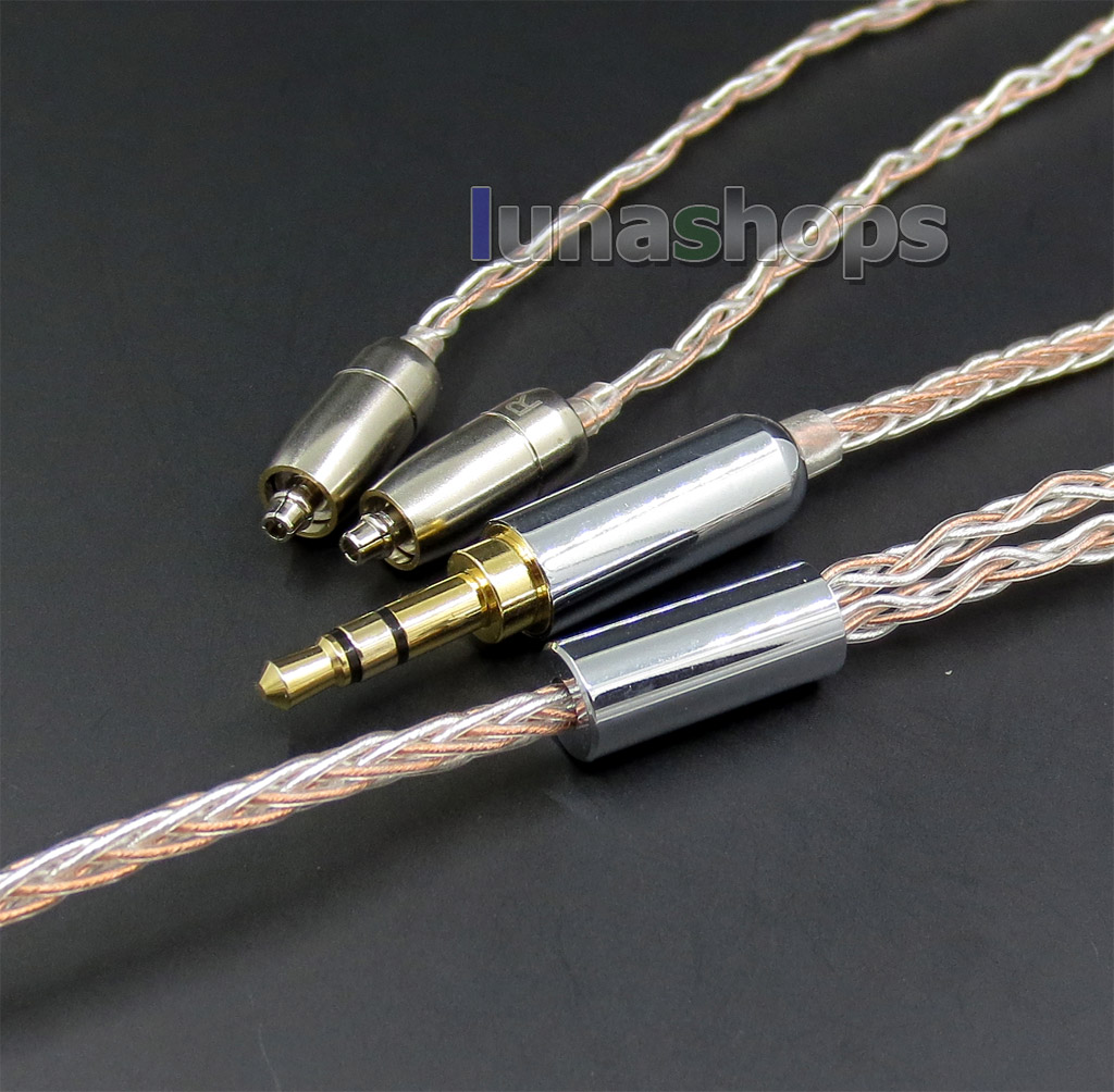 8 Cores PVC Soft Silver + OCC Mixed 3.5mm Earphone Cable For Shure se535 se846 se425 se215