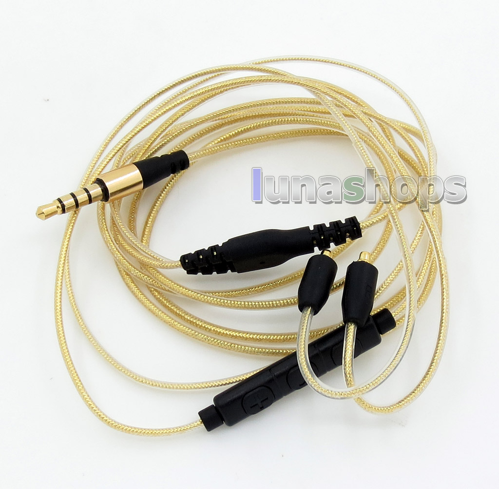 With Earphone Hook Gold/Silver Foil Mic Control TPE Cable For Shure SE215 SE315 SE425 SE535 SE846 MMCX