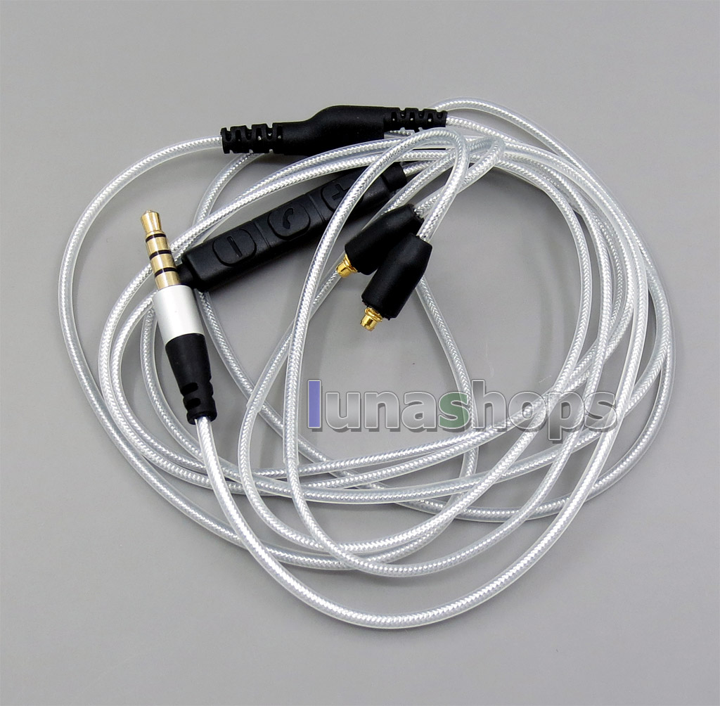 With Earphone Hook Gold/Silver Foil Mic Control TPE Cable For Shure SE215 SE315 SE425 SE535 SE846 MMCX