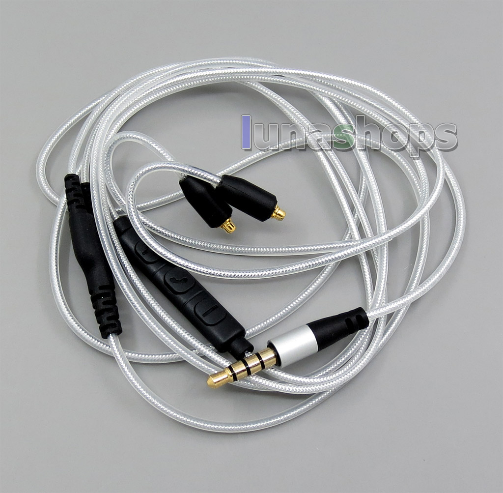 With Earphone Hook Gold/Silver Foil Mic Control TPE Cable For Shure SE215 SE315 SE425 SE535 SE846 MMCX