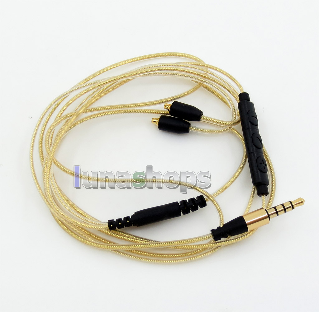 With Earphone Hook Gold/Silver Foil Mic Control TPE Cable For Shure SE215 SE315 SE425 SE535 SE846 MMCX