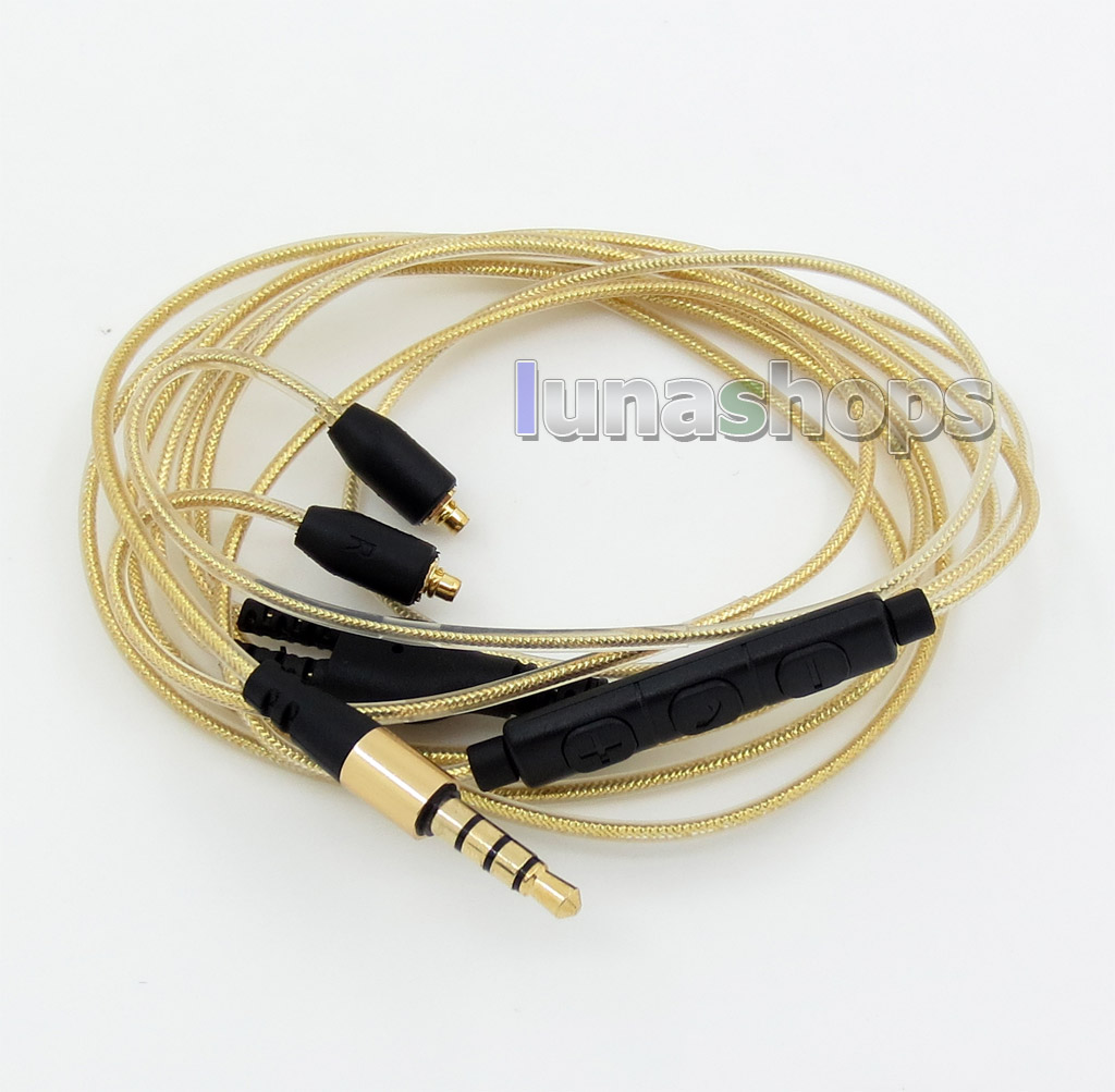 With Earphone Hook Gold/Silver Foil Mic Control TPE Cable For Shure SE215 SE315 SE425 SE535 SE846 MMCX