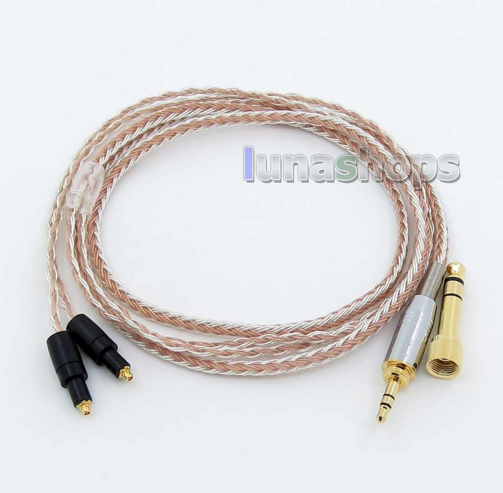 6.5mm 3.5mm 16 Cores OCC Silver Plated Mixed Headphone Cable For Shure SRH1540 SRH1840 SRH1440 