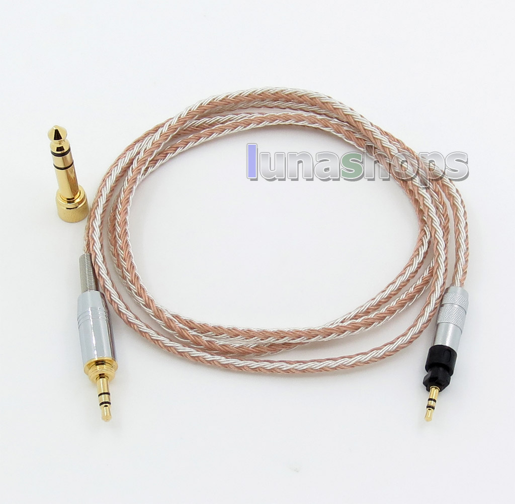 6.5mm 3.5mm 16 Cores OCC Silver Plated Mixed Headphone Cable For Shure SRH840 SRH940 SRH440 SRH750DJ