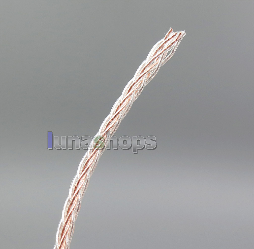 1m Clear 8 Cores PVC Extreme Soft Silver + OCC Mixed Signal Earphone Headphone Cable Wire 0.05mm*12 0.05mm*20