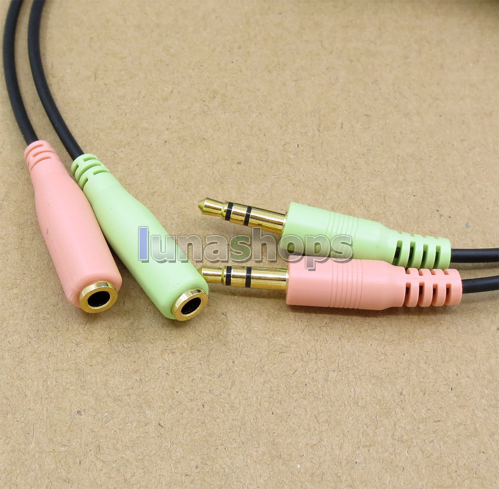 1pcs Duel 3.5mm Male To Female Stereo Audio Mic Skype Headset Extension Cable Adapter