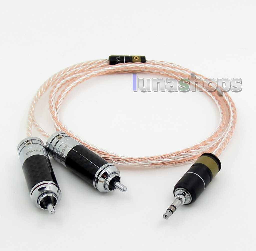 Acrolink 3.5mm Male To 2 RCA Spitter Stereo HiFi Audio Cable 8 Cores OCC Silver Braided