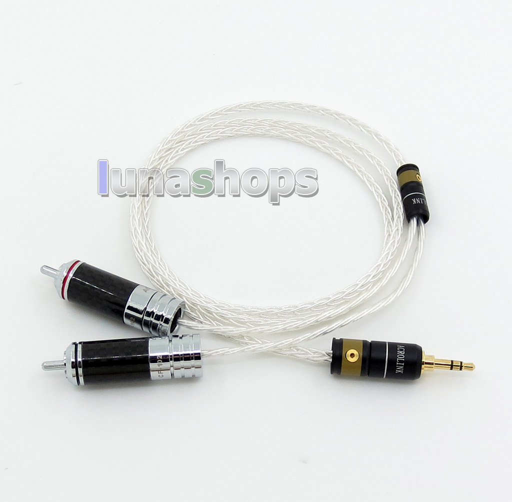 Acrolink 3.5mm Male To 2 RCA Spitter Stereo HiFi Audio Cable 8 Cores OCC Silver Braided