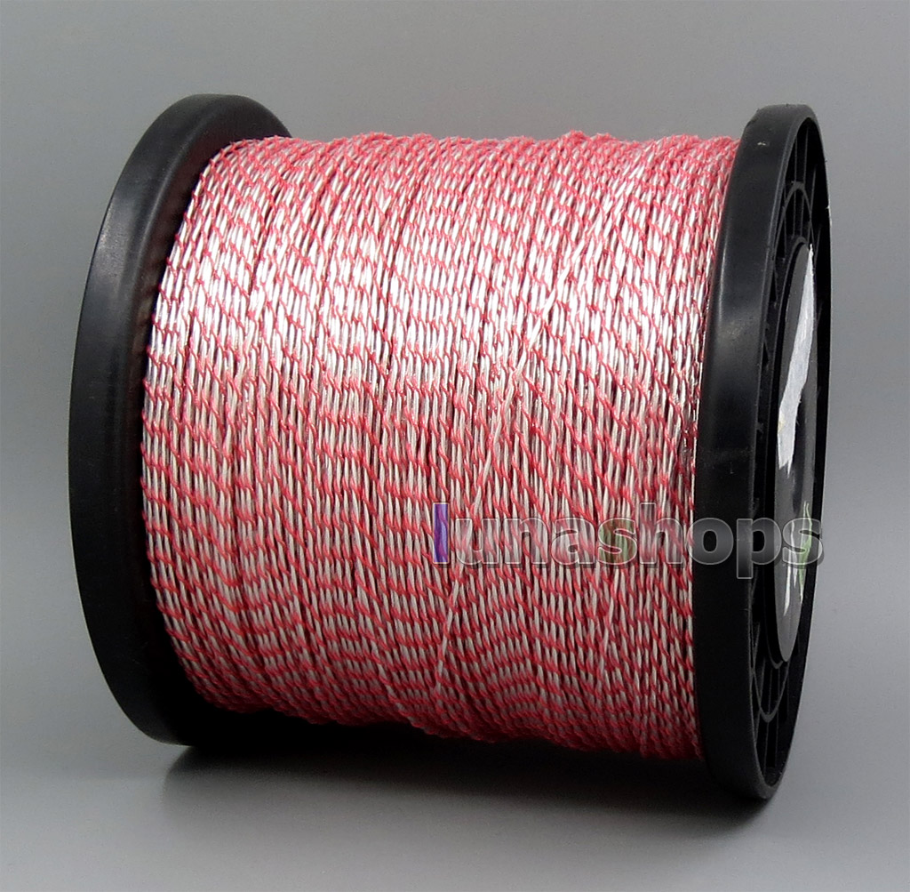 100m 16 cores +7 cores Silver Plated OCC  Transparent + Red Insulating Layer 0.14mm*16+0.08mm*7 Wire Diameter:1.2mm 