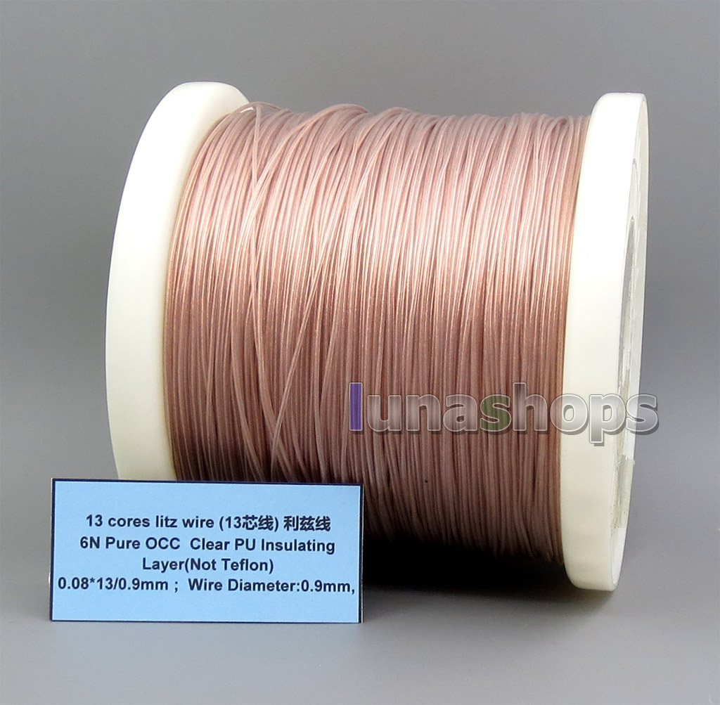 13 cores litz wire 6N Pure OCC Clear PU Insulating Layer(Not Teflon)0.08*13/0.9mm Wire Diameter:0.9mm