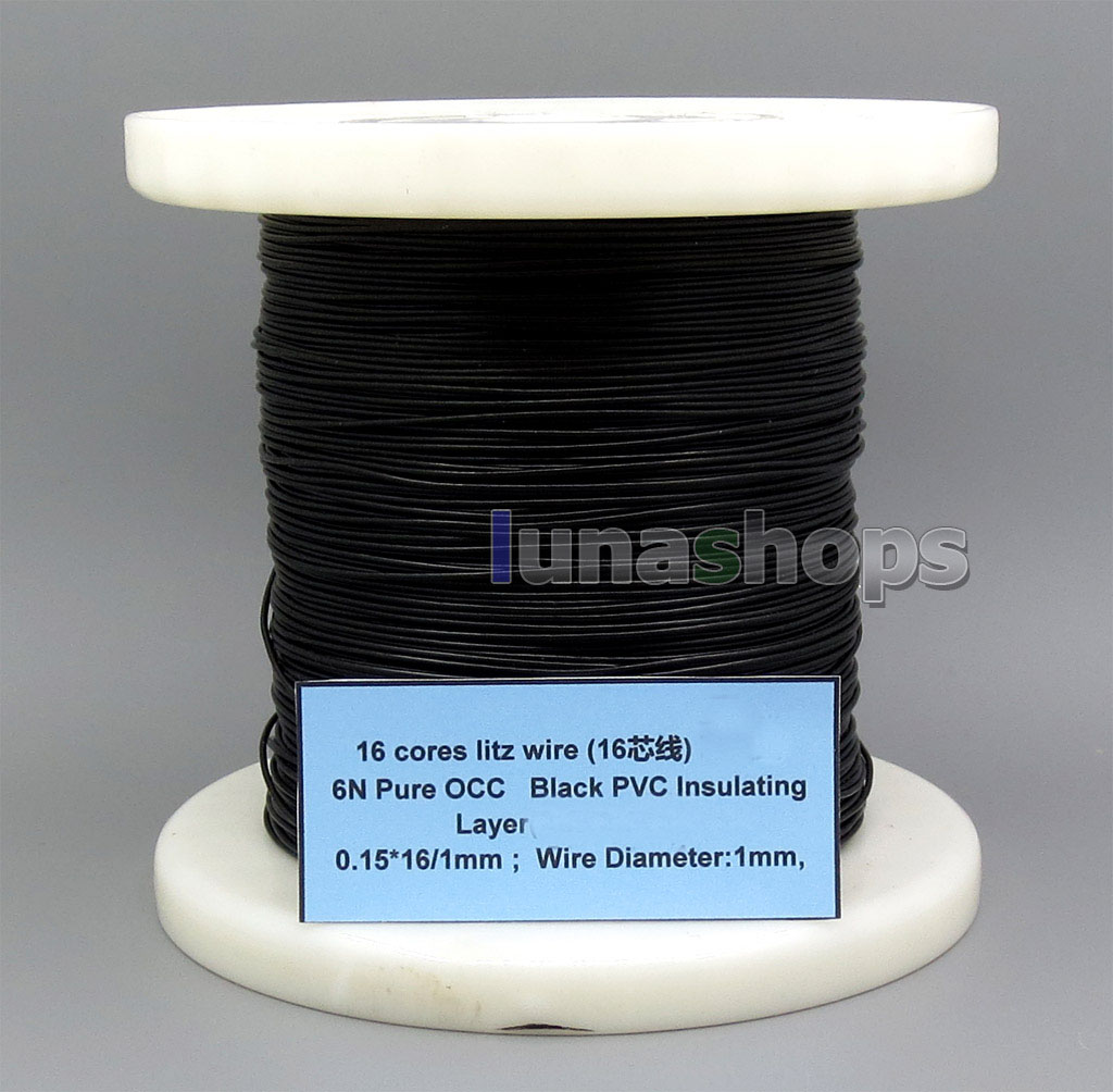 16 cores litz wire 6N Pure OCC Black PVC Insulating Layer 0.15*16/1mm Wire Diameter:1mm