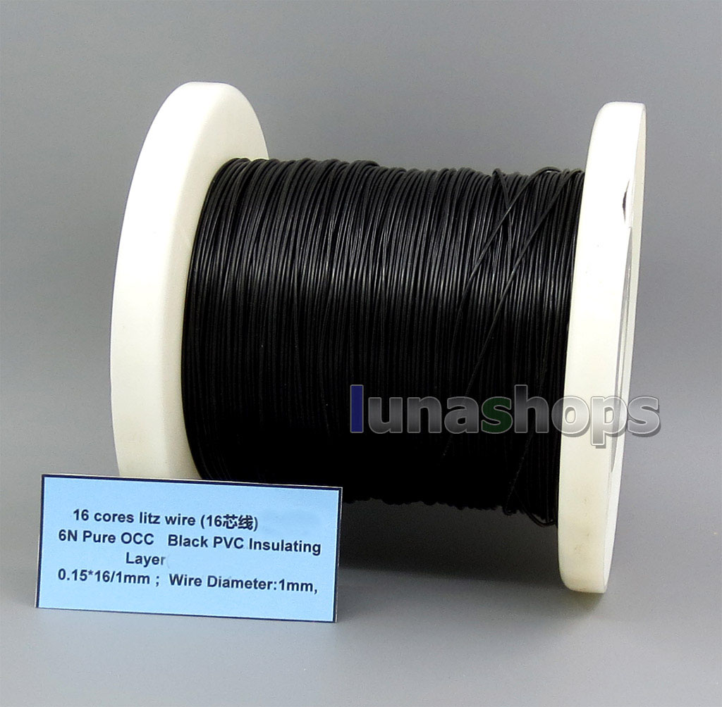 16 cores litz wire 6N Pure OCC Black PVC Insulating Layer 0.15*16/1mm Wire Diameter:1mm