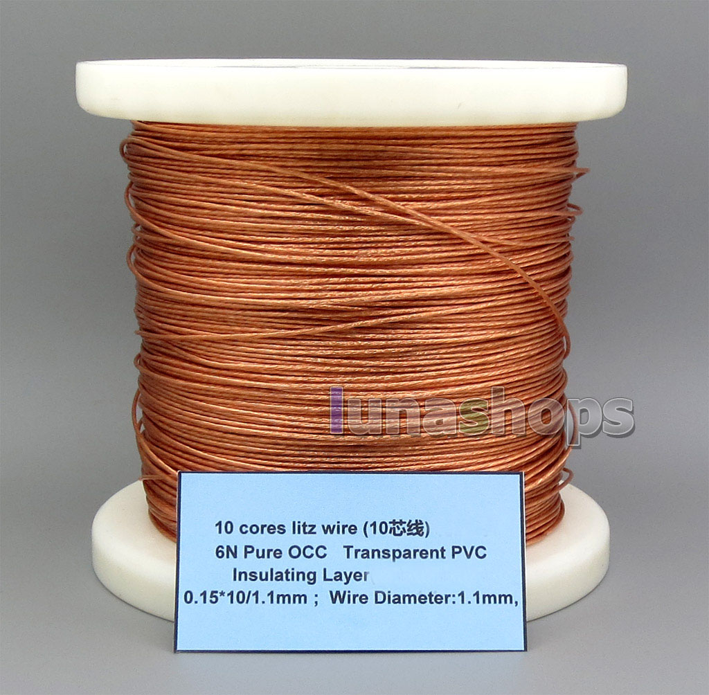 USD250.00 100m 10 cores litz wire 6N Pure OCC Transparent PVC