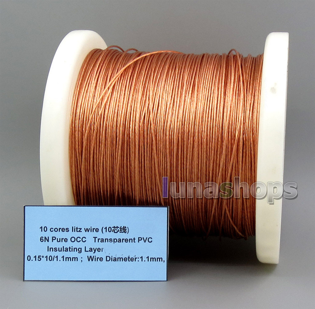 USD250.00 100m 10 cores litz wire 6N Pure OCC Transparent PVC