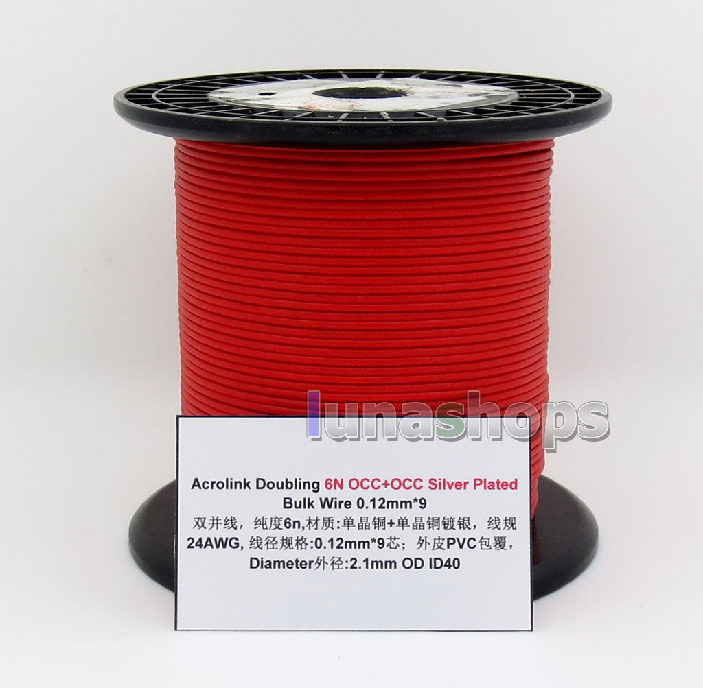 30m Acrolink Doubling 6N OCC + Silver Plated OCC 0.12mm*9 24AWG PVC (N  ) Diameter:2.1mm For DIY Heaphone Cable ID40